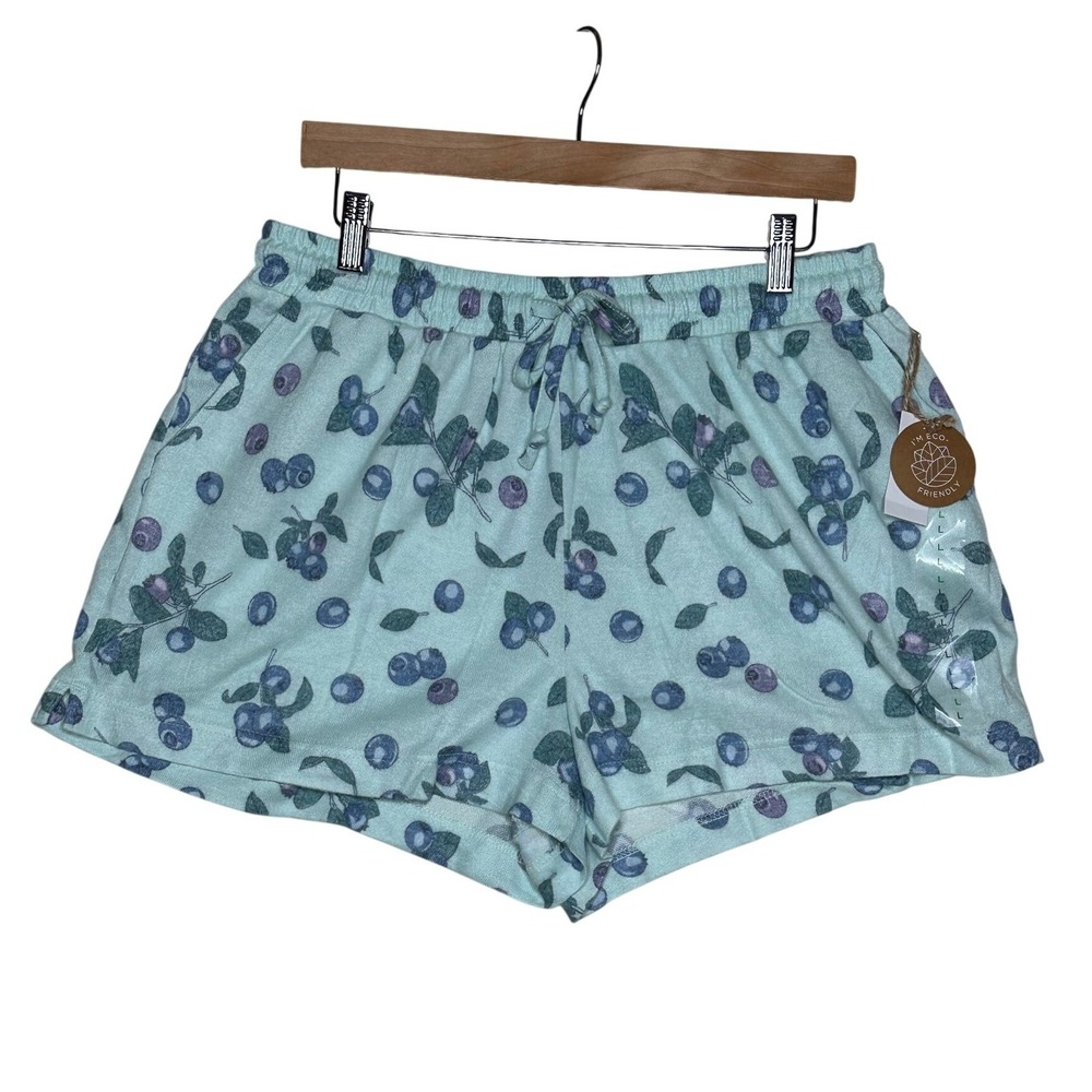 NWT Dip Knit Pajama Blueberry Print Sleep Shorts size Large Blue